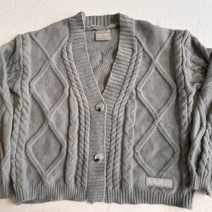 Taylor Swift Cardigan M/L Tortured Poets Department Gray Boxy Cable Knit Swiftie